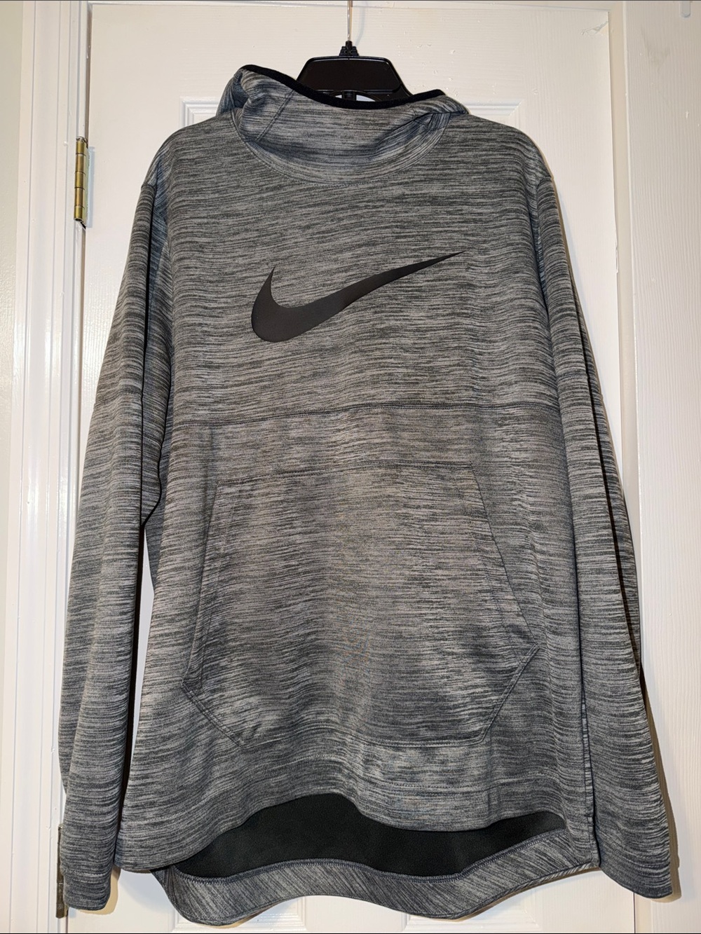 Nike Gray Marled Hooded Pullover with Black Swoosh